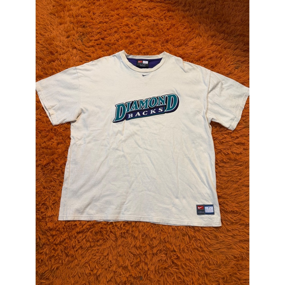 Vintage Nike Team Arizona Diamondbacks T-Shirt XXL Cream Embroidered MLB Tee
